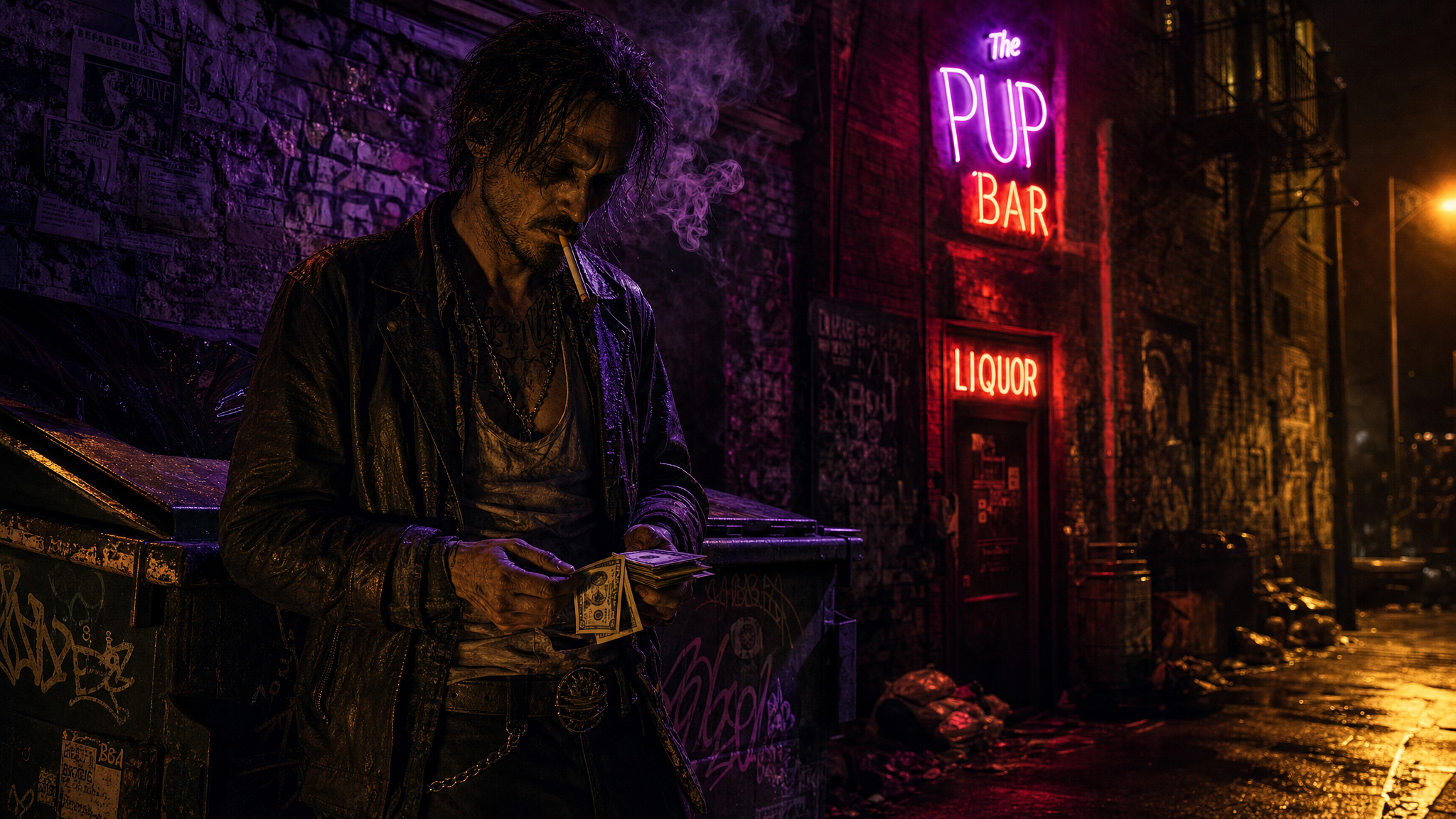 Dark alley at night, the world of the streets