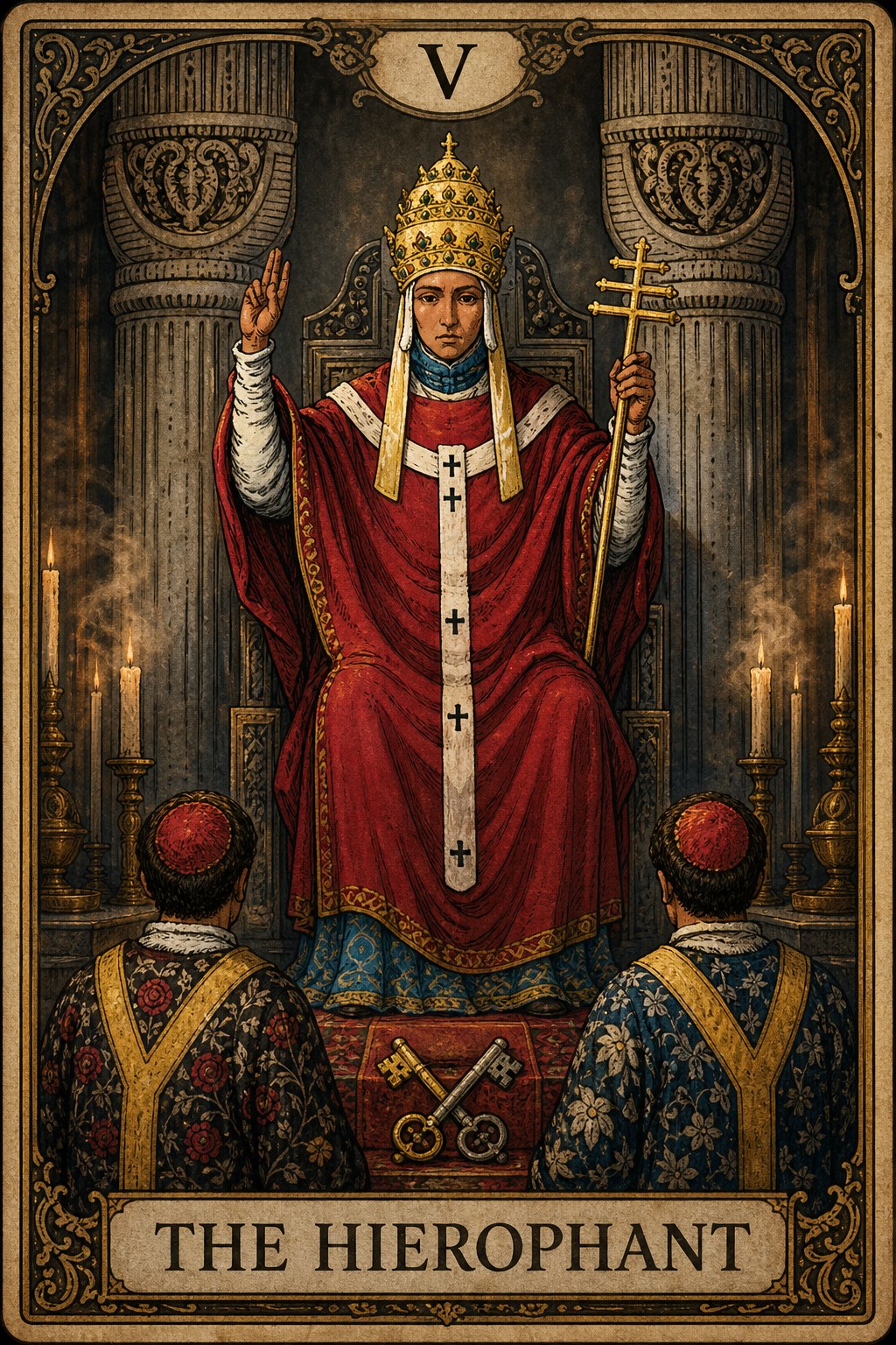 The Hierophant tarot card — unlocked at 0 referrals