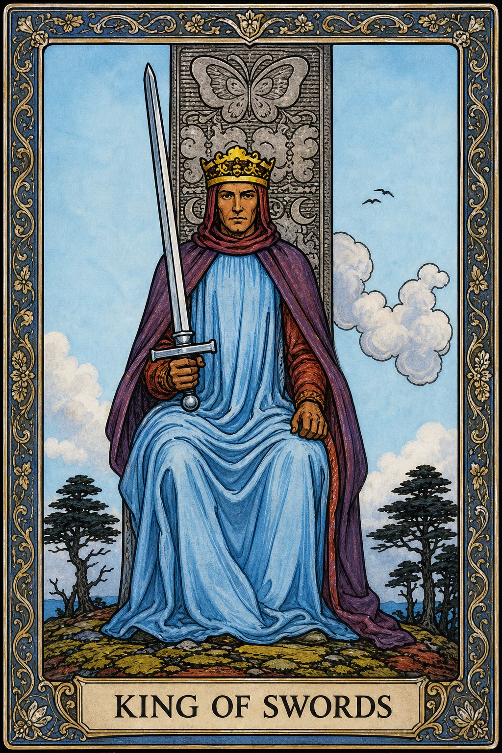 The King of Swords tarot card — unlocked at 75 referrals