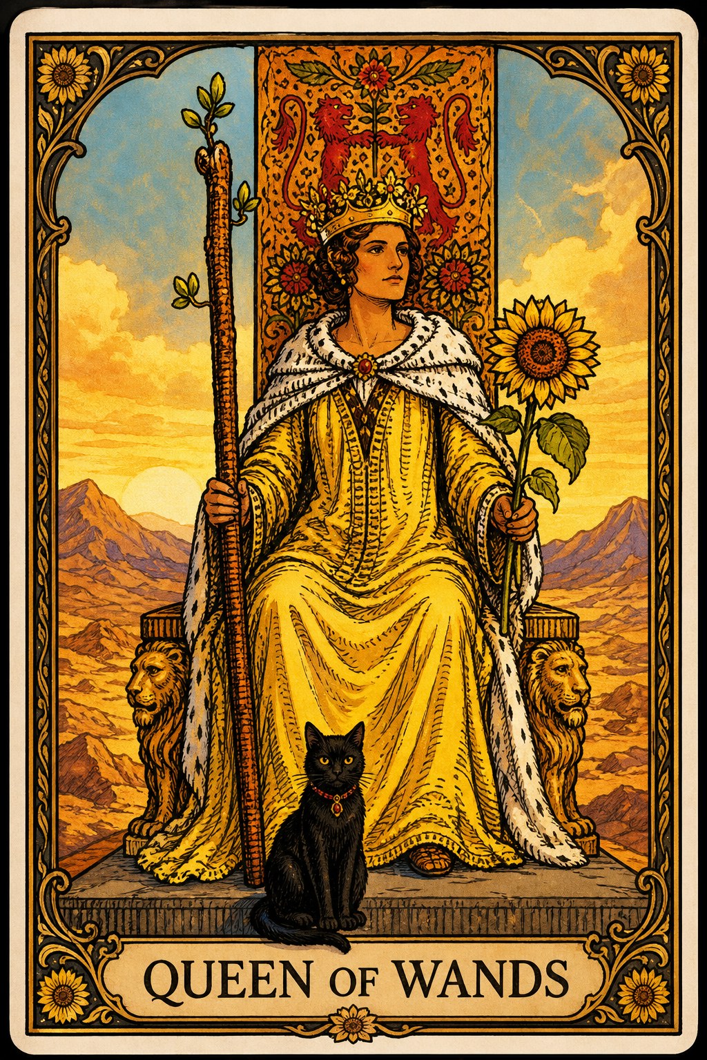 The Queen of Wands tarot card — unlocked at 100 referrals