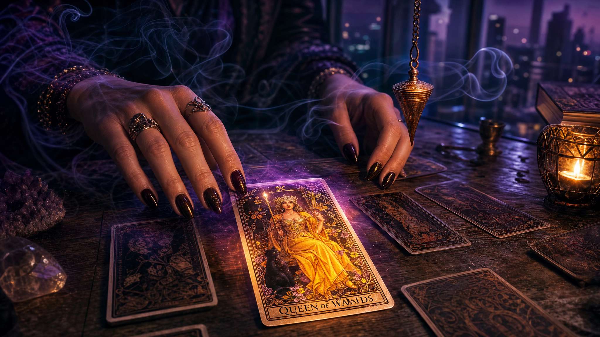 Psychic tarot reading with supernatural energy